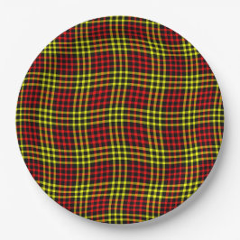 Red Yellow Plaid Checker Seamless Pattern ペーパープレート