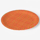 Red Yellow Plaid Checker Seamless Pattern ペーパープレート (アングル)