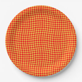 Red Yellow Plaid Checker Seamless Pattern ペーパープレート