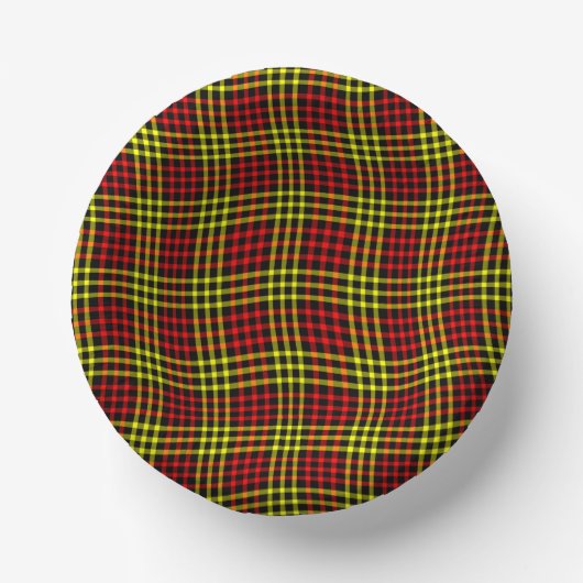 Red Yellow Plaid Checker Seamless Pattern ペーパーボウル (正面)
