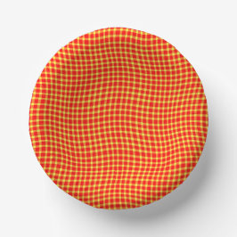 Red Yellow Plaid Checker Seamless Pattern ペーパーボウル