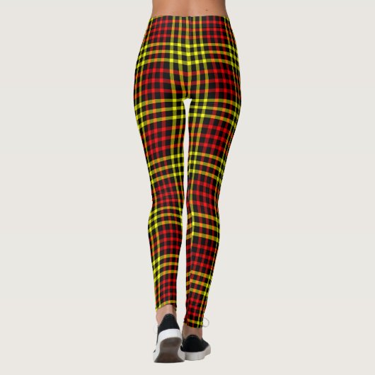 Red Yellow Plaid Checker Seamless Pattern レギンス (裏面)