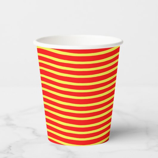 Red Yellow Stripes Seamless Pattern 紙コップ (正面)