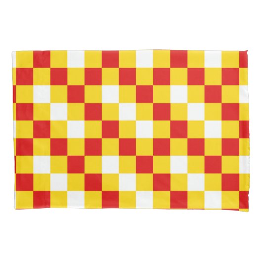 Red Yellow White Checkered Pattern Design  枕カバー (正面)