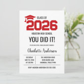 Red You Did It Graduation Photo 招待状 (スタンド正面)