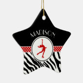 Red Your Name Zebra Print姿スケートで滑る セラミックオーナメント (右)