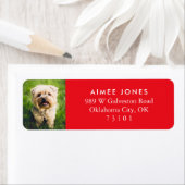 Red Your Pet's Photo Custom Return Address Label ラベル (インサイチュ)