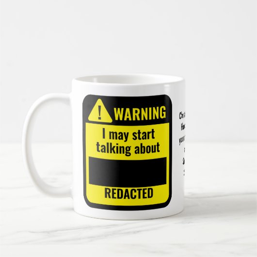 REDACTED Political Funny Personalized Warning コーヒーマグカップ (左)