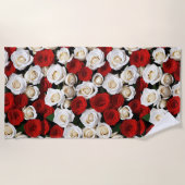 RedandWhiteRoses ビーチタオル (正面)