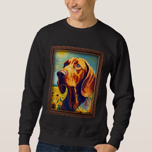 Redbone Coonhound Painting Sunflower Flower Mom Wo スウェットシャツ (正面)