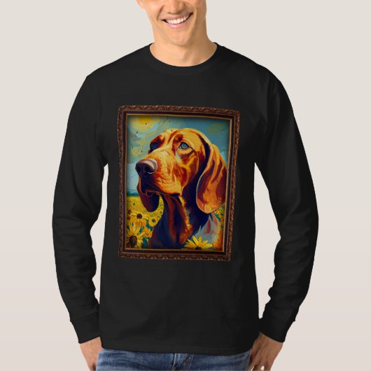 Redbone Coonhound Painting Sunflower Flower Mom Wo Tシャツ (正面)