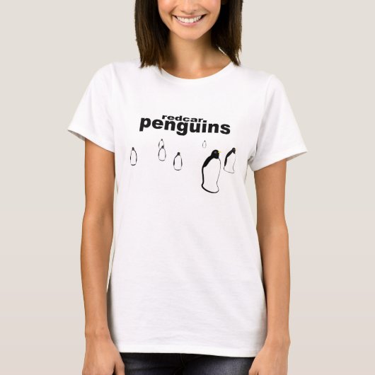 REDCARのTシャツのRedcarのペンギン(黒及び白) Tシャツ (正面)