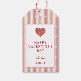 Redd Stripes Hearts Happy Valentine's Day Tags ギフトタグ