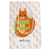Reddish Brown Squirrel In a Green Sweater ミディアムペーパーバッグ (裏面)
