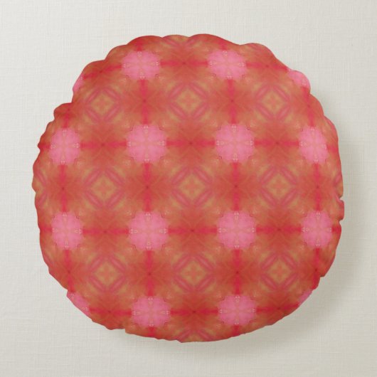 Reddish Rose Geometric Circular Throw Pillow ラウンドクッション (正面)