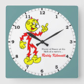 Reddyキロワット時のポインティング、スイッチのフリック スクエア壁時計 (正面)