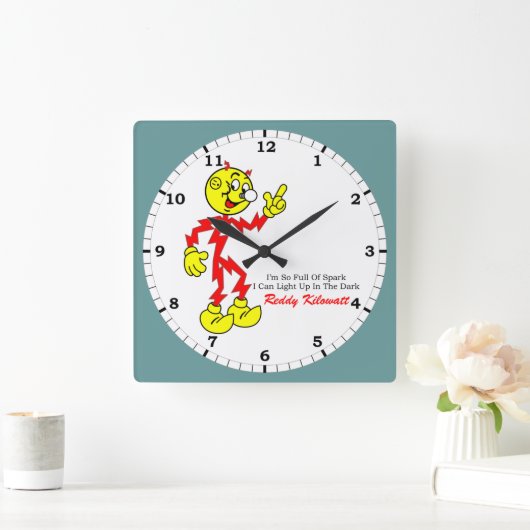 Reddyキロワット時を指し示し、火花でいっぱい スクエア壁時計 (ホーム)