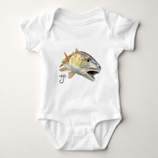 Redfishの殴打- Zazzle.png ベビーボディスーツ (正面)