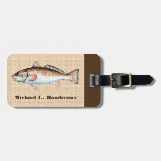 Redfish (ブラウンのアクセント) ラゲッジタグ (正面横)