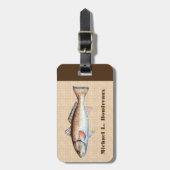 Redfish (ブラウンのアクセント) ラゲッジタグ (正面縦)