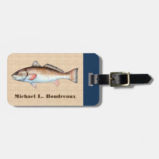 Redfish (青いアクセント) ラゲッジタグ (正面横)