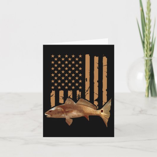 Redfish Fishing Red Drum Tailing Usa American Flag カード (正面)