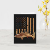 Redfish Fishing Red Drum Tailing Usa American Flag カード (黄色い花)