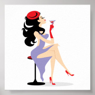 REDHAT09 DIVA赤ファッショニスタ帽子ヒール紫色のDRE ポスター