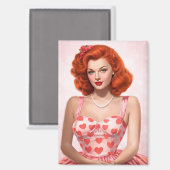 Redhead 1950s Vintage Style Valentine Magnet マグネット (正面/裏面)