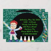 Redhead Boy Scientist誕生日パーティーの招待 招待状 (正面/裏面)