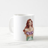 Redhead Female Purple Green コーヒーマグカップ (正面左)