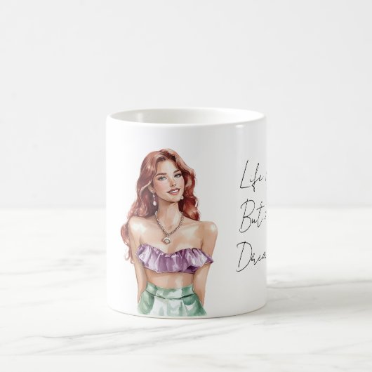 Redhead Female Purple Green コーヒーマグカップ (中央)