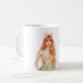 Redhead Girl Pink Bow コーヒーマグカップ (正面左)