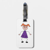 Redhead Girl Stick Figure in Purple Dress ラゲッジタグ (裏面縦)