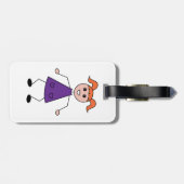 Redhead Girl Stick Figure in Purple Dress ラゲッジタグ (裏面横)
