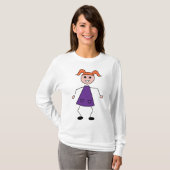 Redhead Girl Stick Figure in Purple Dress Tシャツ (正面フル)