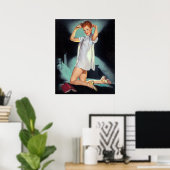 Redhead in Nighty Pin Up ポスター (ホームオフィス)