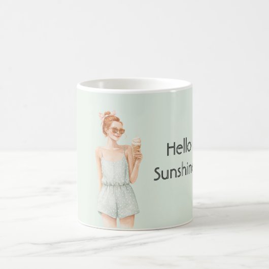 Redhead Mint Top Hello Sunshine Ice Cream Beach コーヒーマグカップ (中央)