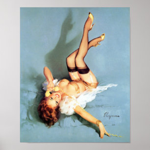 Redhead on Telephone Pin Up ポスター