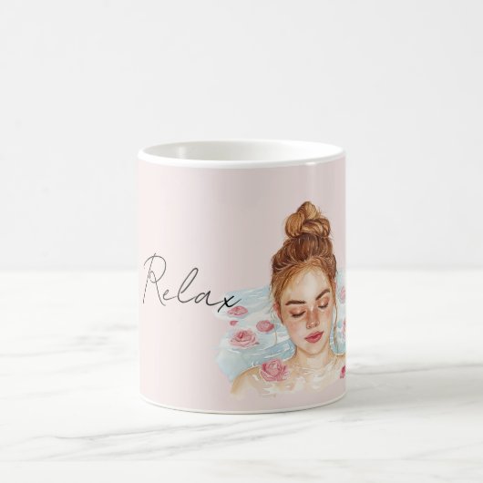 Redhead Pink Roses Relax Bath コーヒーマグカップ (中央)