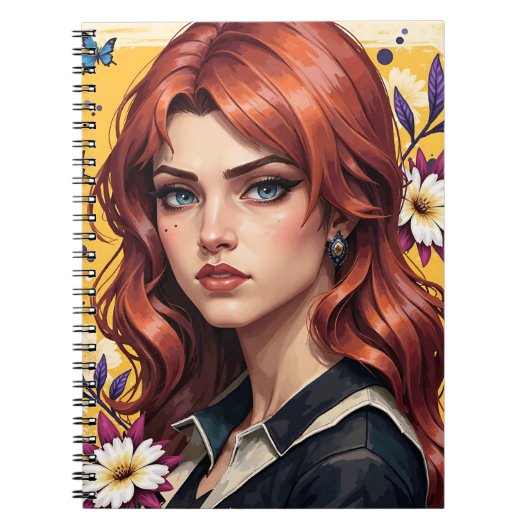 Redhead Portrait Floral 🌸✨ ノートブック (正面)