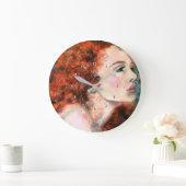 Redhead Womanかわいらし -抽象芸術オリジナル絵画ズ ラージ壁時計 (ホーム)