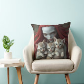 Redheaded Alien Holding Kittens クッション (椅子)