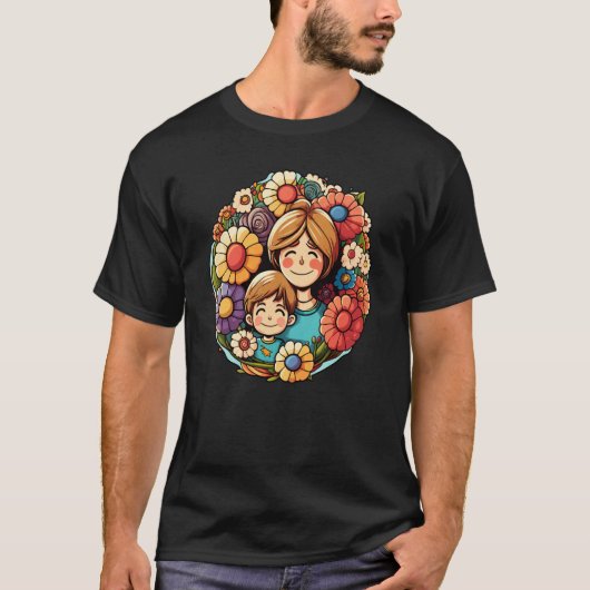 Redheaded Mother And Son Embracing Surrounded By F Tシャツ (正面)