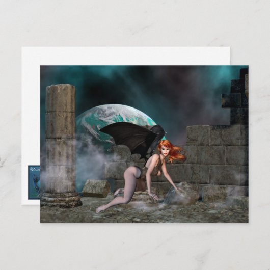 Redheaded Vampress 1 -ファンタジー/Vampireはがき ポストカード (正面/裏面)