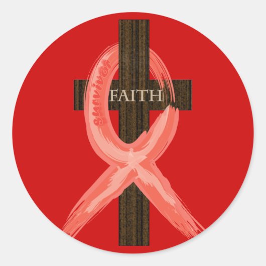 RedHeart Disease - AIDS-HIV Ribbon Cross ラウンドシール (正面)