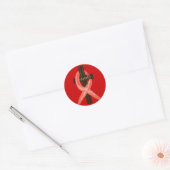 RedHeart Disease - AIDS-HIV Ribbon Cross ラウンドシール (封筒)