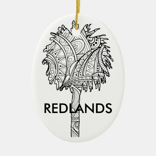 Redlandsのやし-クリスマスのオーナメント セラミックオーナメント (正面)