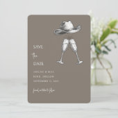 Redneck Wedding Mushroom Taupe Save the Date セーブザデート (スタンド正面)