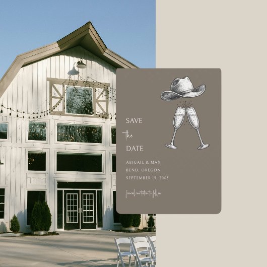 Redneck Wedding Mushroom Taupe Save the Date セーブザデート